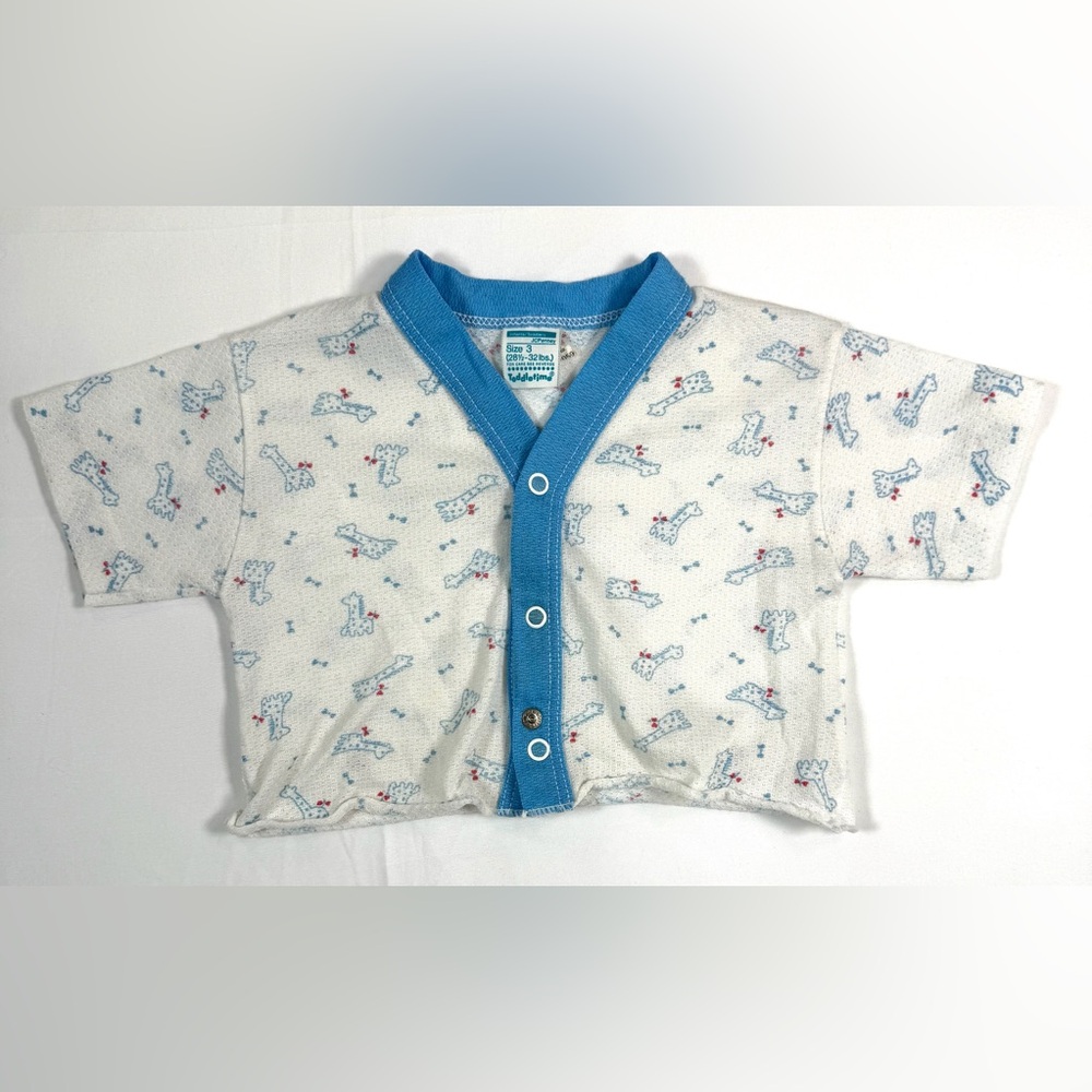 JC PENNEY Toddletime 70s-80s Vintage Baby Boys' Giraffe Button Up Sleepshirt 3